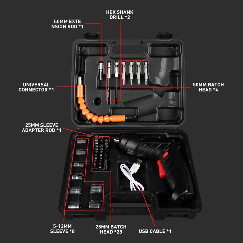 Destornillador recargable + 45 accesorios